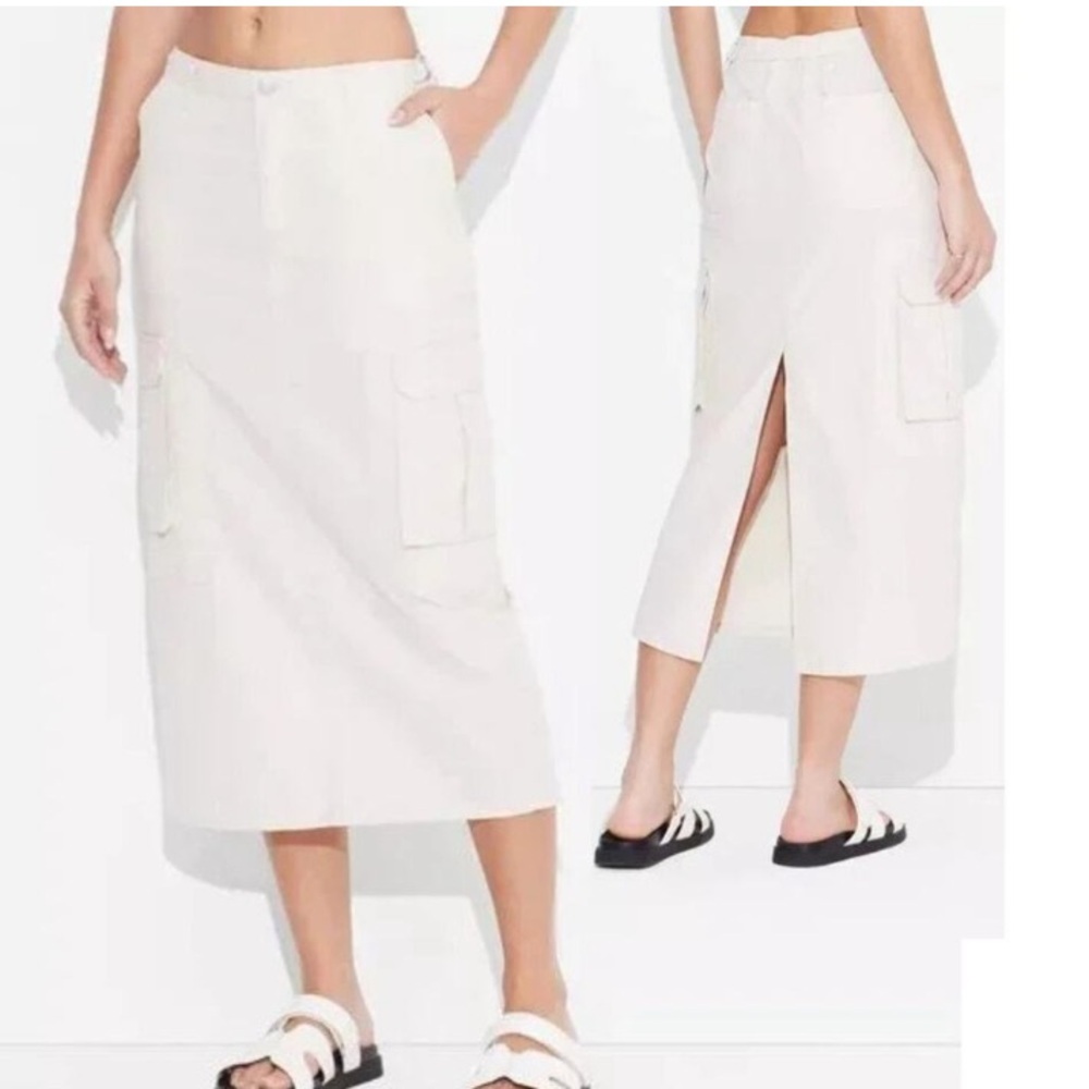 🔥NWT Wild Fable light beige, Cargo Midi Skirt size S